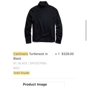 Todd Snyder Black Cashmere Turtleneck Sweater